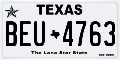 TX license plate BEU4763