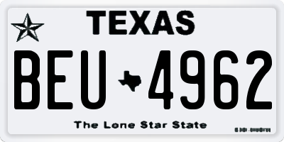 TX license plate BEU4962
