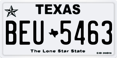 TX license plate BEU5463