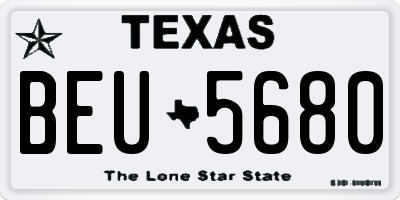 TX license plate BEU5680