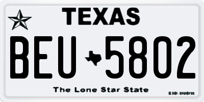TX license plate BEU5802