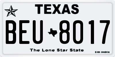 TX license plate BEU8017