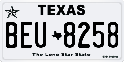 TX license plate BEU8258