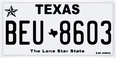 TX license plate BEU8603