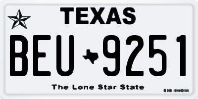 TX license plate BEU9251