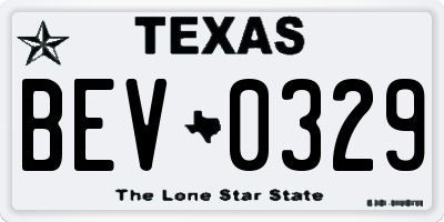 TX license plate BEV0329
