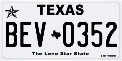TX license plate BEV0352