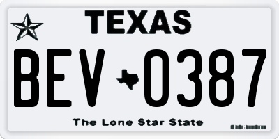 TX license plate BEV0387