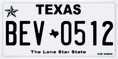 TX license plate BEV0512