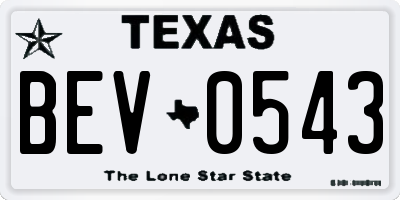 TX license plate BEV0543