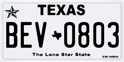 TX license plate BEV0803