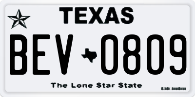 TX license plate BEV0809