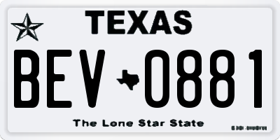TX license plate BEV0881
