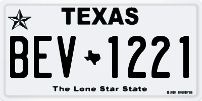 TX license plate BEV1221