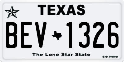 TX license plate BEV1326