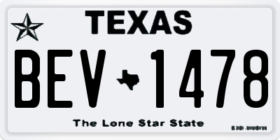 TX license plate BEV1478
