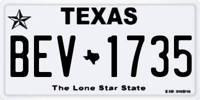 TX license plate BEV1735