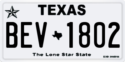 TX license plate BEV1802
