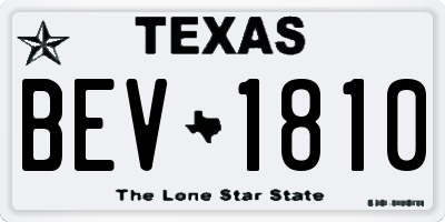 TX license plate BEV1810
