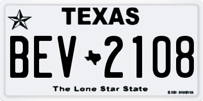 TX license plate BEV2108