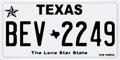 TX license plate BEV2249