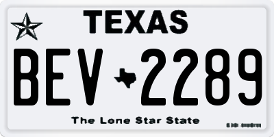 TX license plate BEV2289