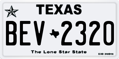 TX license plate BEV2320