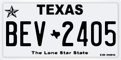 TX license plate BEV2405