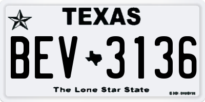 TX license plate BEV3136