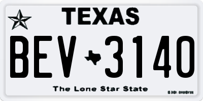 TX license plate BEV3140