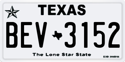 TX license plate BEV3152