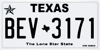 TX license plate BEV3171