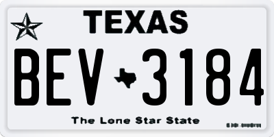TX license plate BEV3184