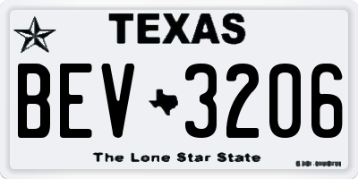 TX license plate BEV3206