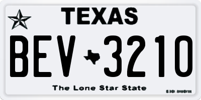 TX license plate BEV3210