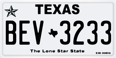 TX license plate BEV3233