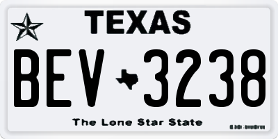 TX license plate BEV3238