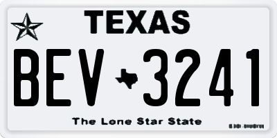 TX license plate BEV3241