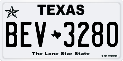 TX license plate BEV3280