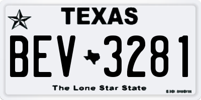 TX license plate BEV3281