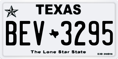 TX license plate BEV3295