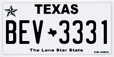 TX license plate BEV3331