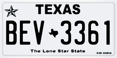 TX license plate BEV3361