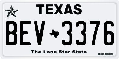 TX license plate BEV3376