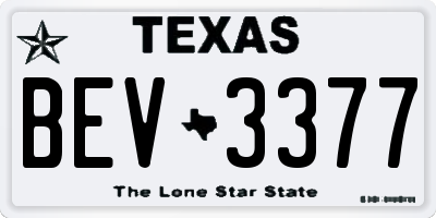 TX license plate BEV3377