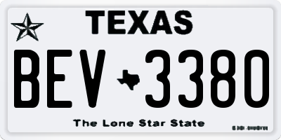 TX license plate BEV3380