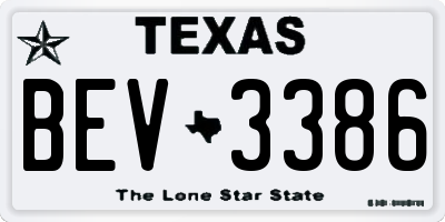 TX license plate BEV3386