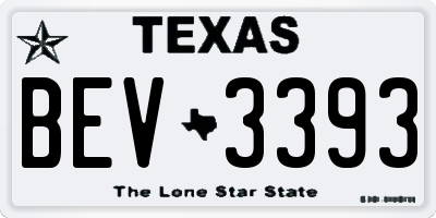 TX license plate BEV3393