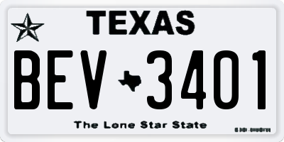 TX license plate BEV3401