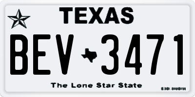 TX license plate BEV3471
